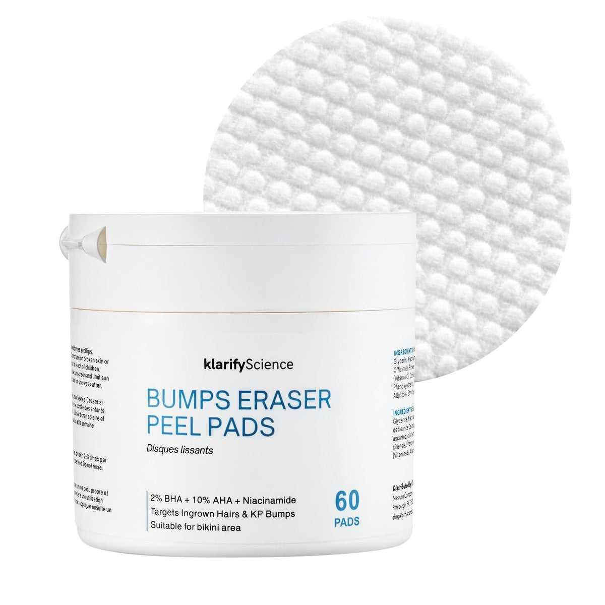 Ingrown Hair Pads for Face & Body, 12% AHA BHA Exfoliating Wipes